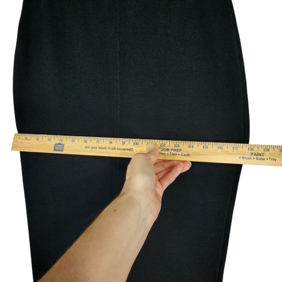 St John Collection Maxi Skirt sz 2 Black Santana Knit Back Slit Wool Rayon - Picture 5 of 11